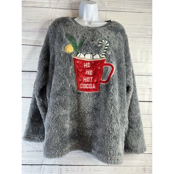 Secret Treasures Women's Plush Cocoa Holiday Christmas Pajama Top Size XL - Picture 2 of 9